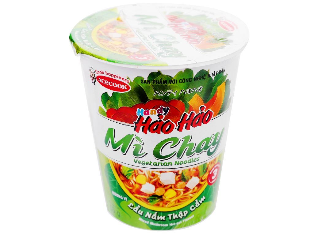 Thùng 24 ly mì chay Handy Hảo Hảo lẩu nấm thập cẩm 66g