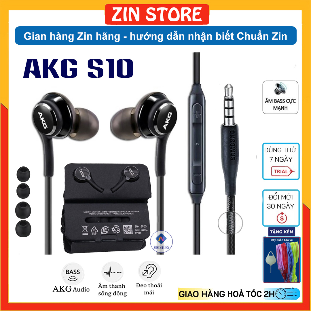 Tai nghe AKG S10, SAMSUNG NOTE 10 Plus Bản âm đặc biệt - Hàng Zin máy, tặng kèm dây quấn bảo vệ, que chọt sim