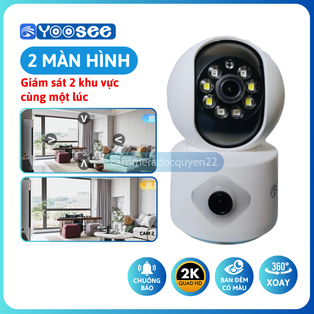 (BẢO HÀNH 12 THÁNG) Camera WIFI YOOSEE Không Dây 2 MẮT/ 1 MẮT CAM Trong Nhà Thiết Kế Nhỏ Gọn, Hỗ Trợ Xem Đêm Có Màu, Đàm Thoại 2 Chiều