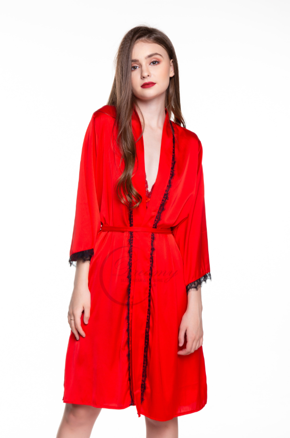 [NHẬP FALAZSOCIALTEASING50 giảm 12%] Dreamy CD01-26 Áo choàng ngủ lụa cao cấp dáng tay lửng quyến rũ, sang trọng