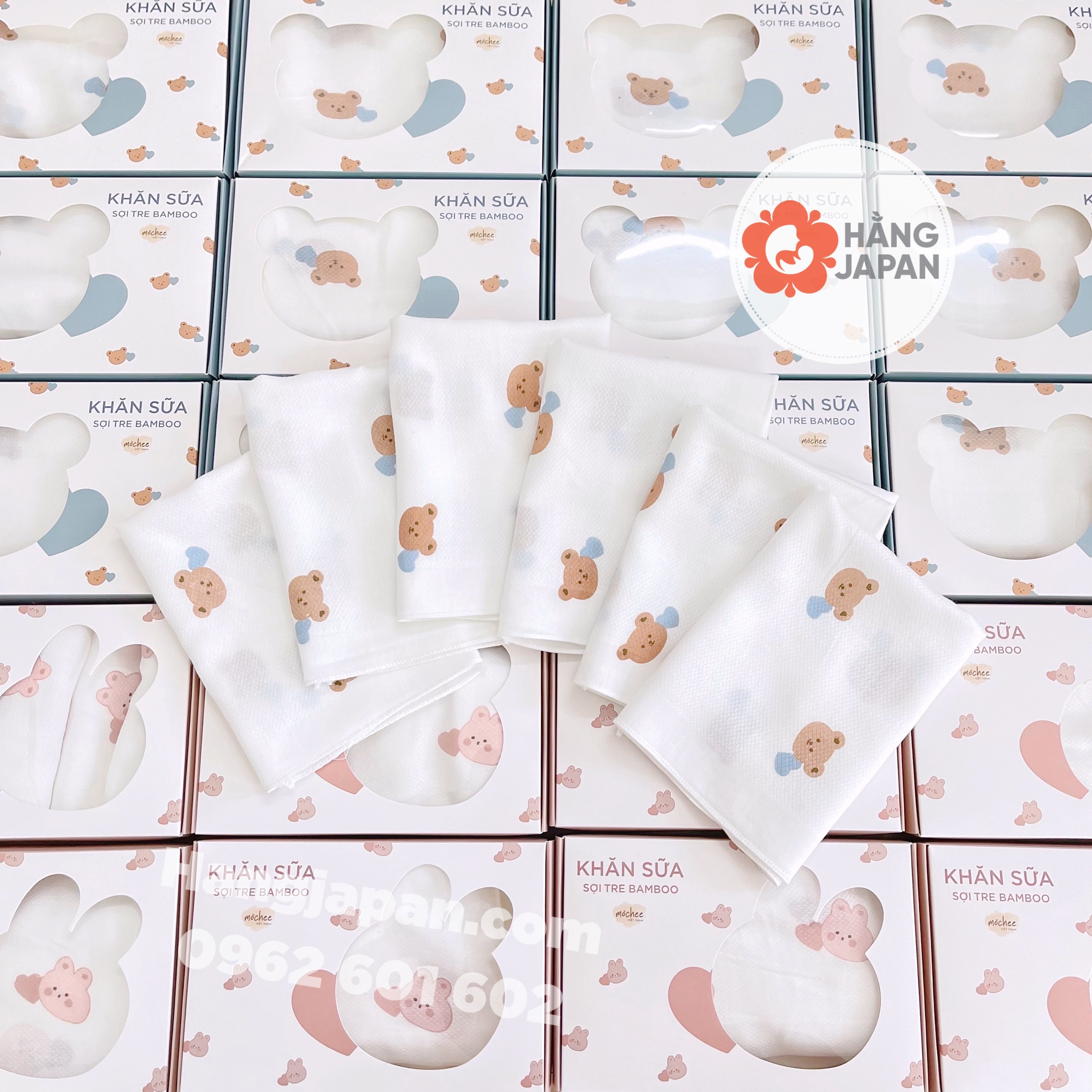 Set 6 khăn sữa sợi tre Mochee 30*37 siêu mềm mại cho bé