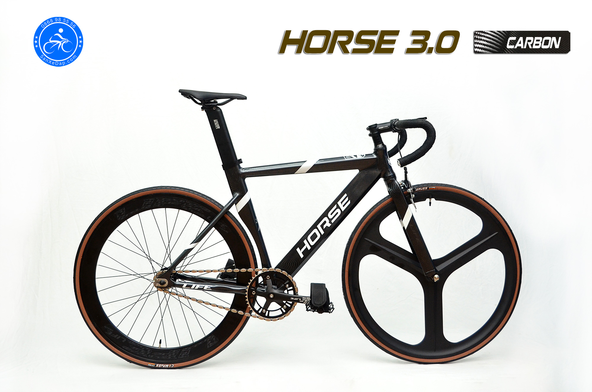 Xe đạp fixed gear LIFE Horse 3.0 sơn carbon (3 đao)