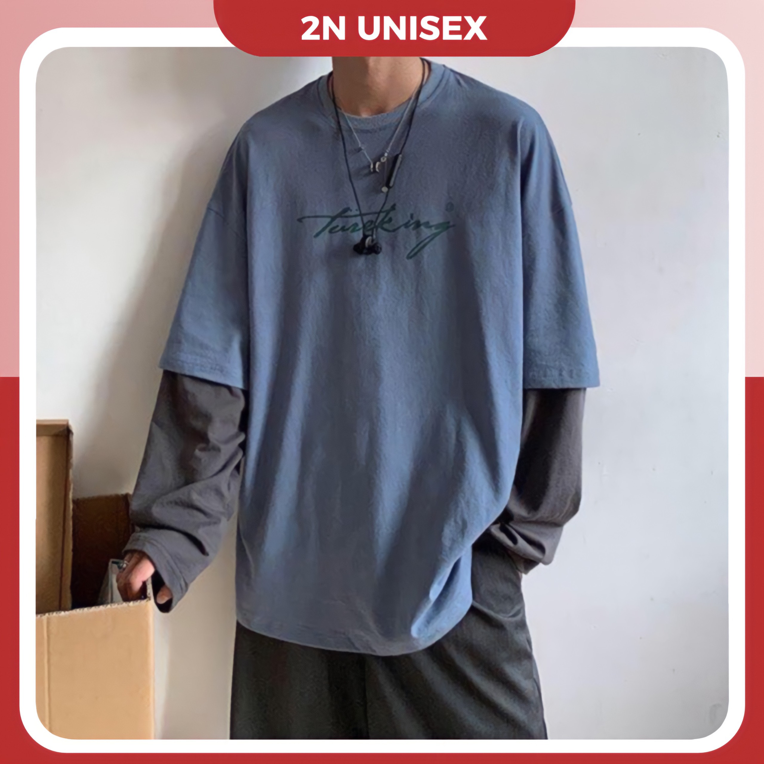 Áo thun tay dài form rộng - Áo phông dài tay nam nữ oversize tay nối turnking - 2N Unisex