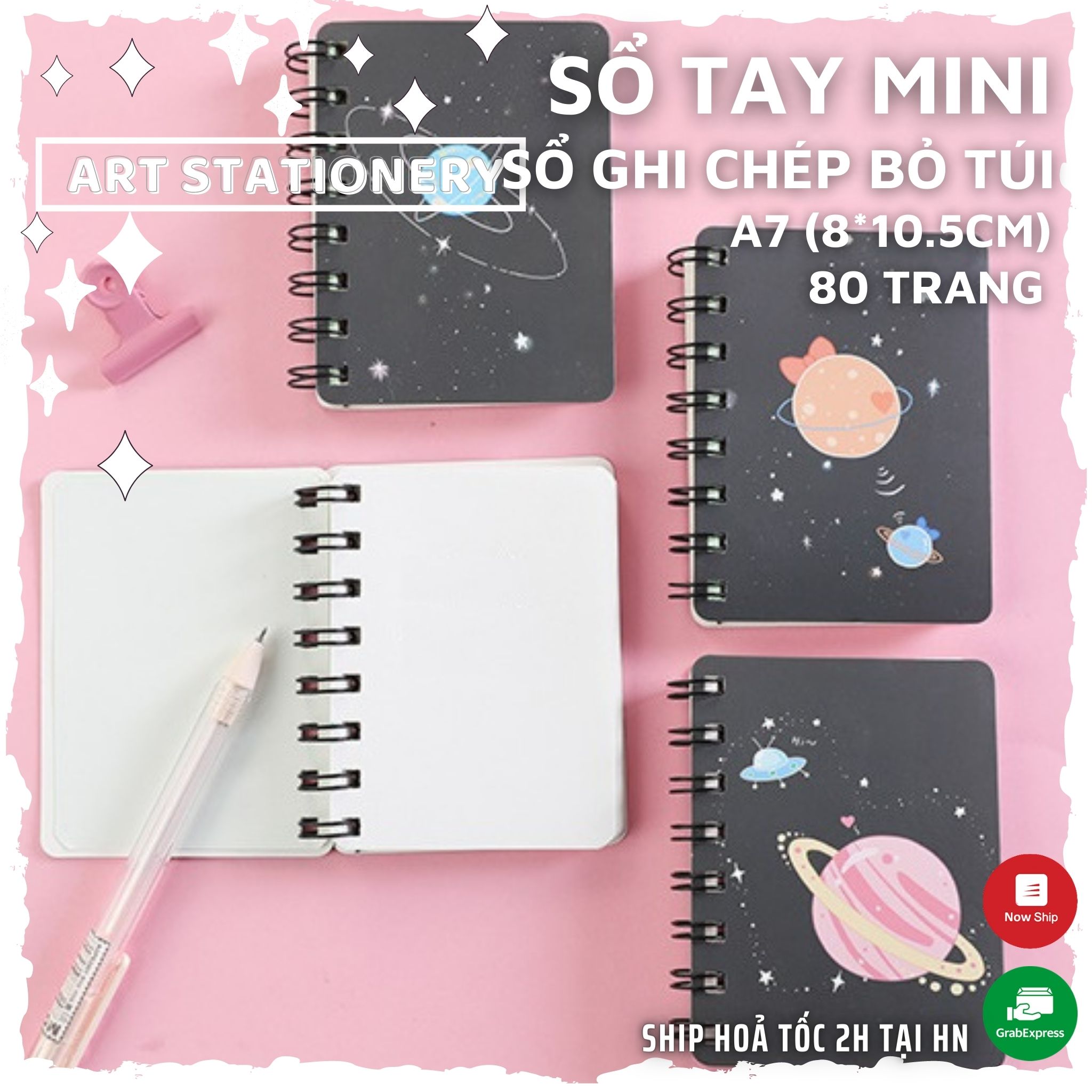 Sổ tay Mini , sổ lò xo Starry Sky - Sổ ghi chép bỏ túi nhiều hình