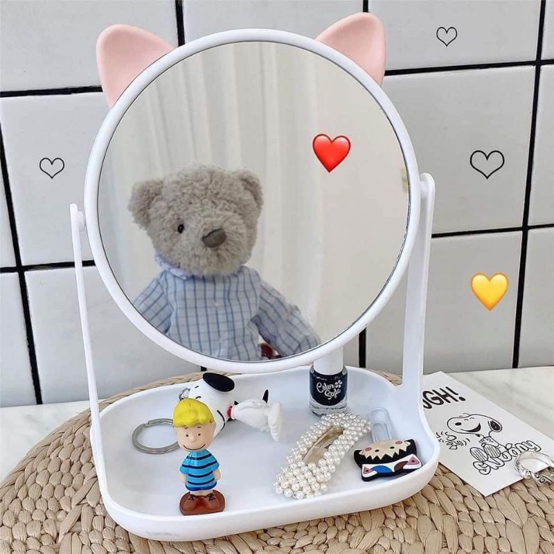 ( SIÊU ĐẸP) GƯƠNG TAI THỎ MINI ĐỂ BÀN MINI - CÓ KHAY ĐỰNG ĐỒ TIỆN DỤNG (GIAO HÀNG THEO MẪU NGẪU NHIÊN) - GƯƠNG ĐỂ BÀN CUTE - GƯƠNG ĐỂ BÀN HÌNH THỎ ĐÁNG YÊU