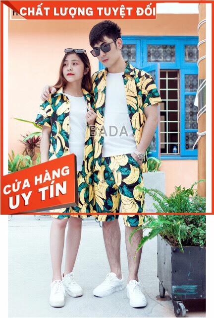 BỘ QUẦN ÁO ĐÔI HOA QUẢ DÀNH CHO CẶP ĐÔI ĐI DU LỊCH - Chuyên Hàng Nội Địa China