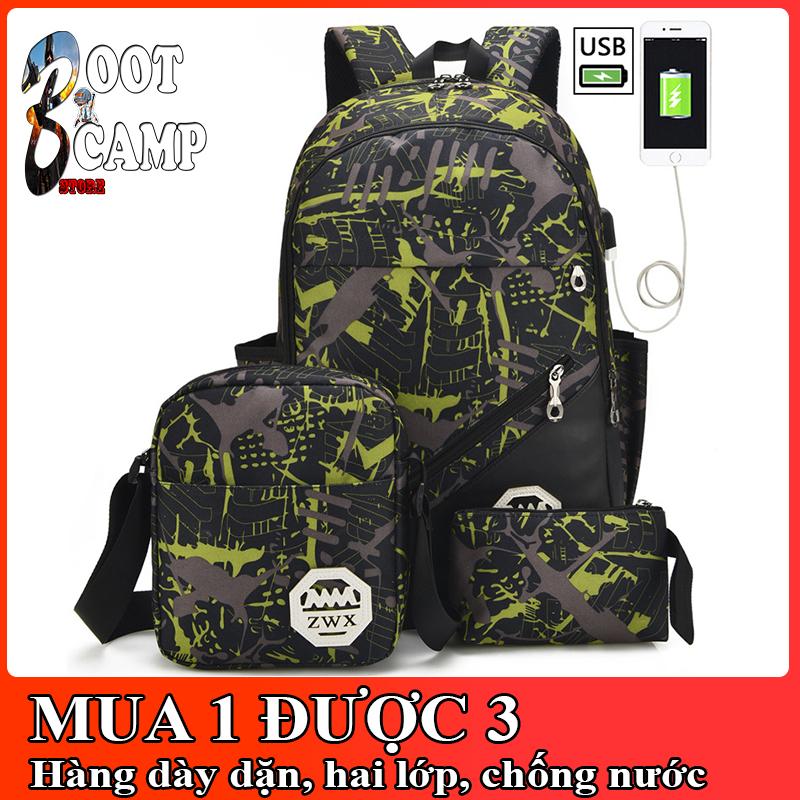 Combo 3 Món: Balo Đi Học, Túi Đeo Chéo Và Ví Cầm Tay - Balo Thời Trang Đi Chơi, Đựng Laptop