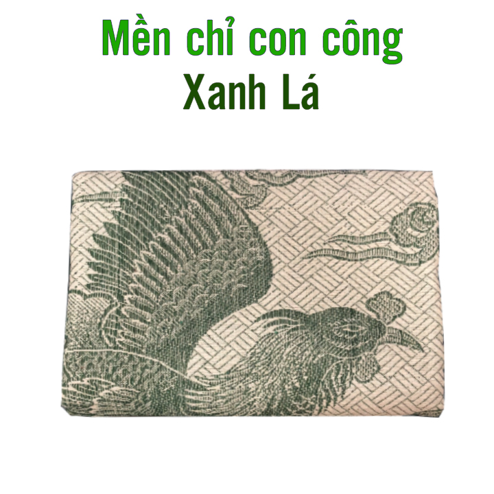 Combo 2 mền chỉ cotton con công xanh lá 1m6 x 2m , nặng 750g - 800g