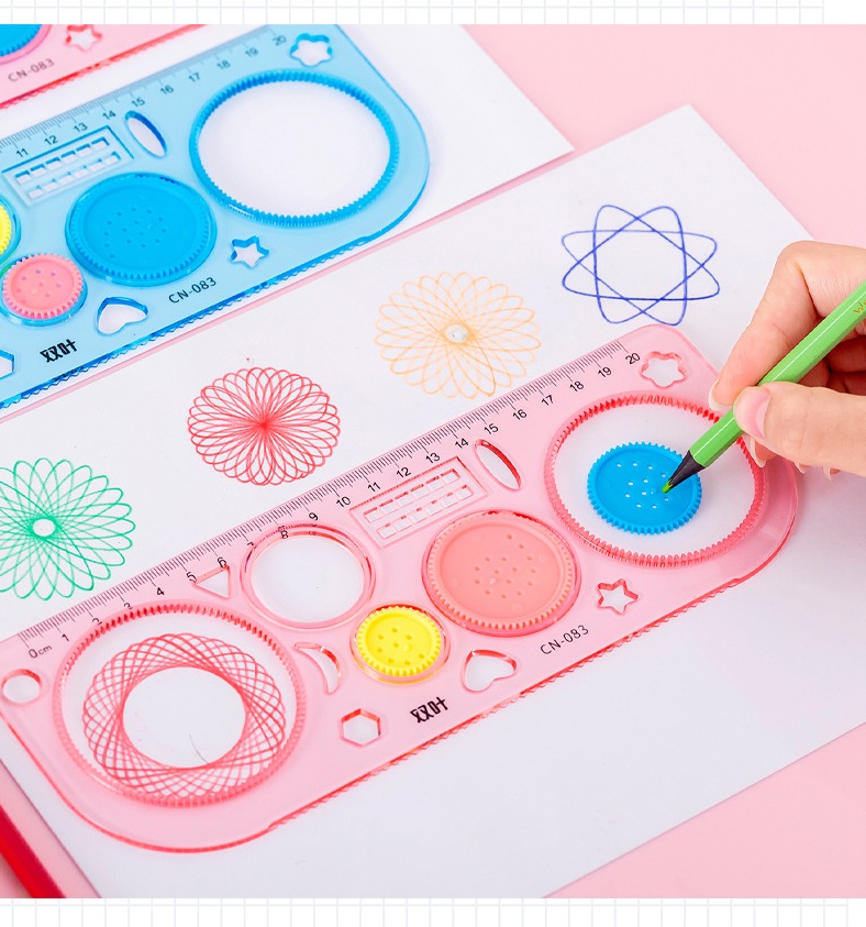 Thước vẽ họa tiết sáng tạo Spirograph kiểu xoắn ốc sáng tạo, Đồ chơi vẽ Spirograph