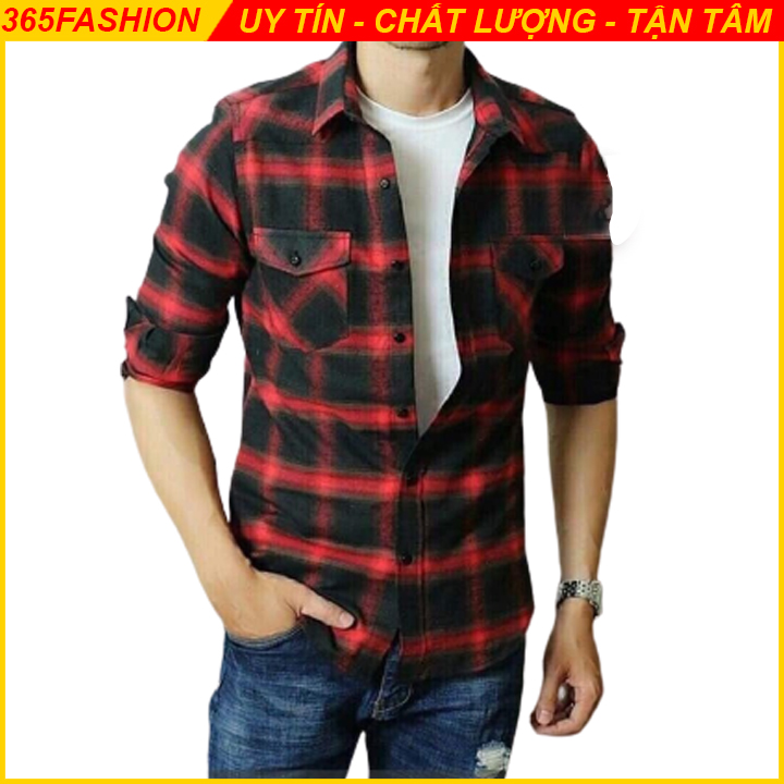 Áo Sơ Mi Kẻ Dạ Nam, Chất Dày Dặn, Mát Mẻ, Phong Cách Bụi Bặm, Khoác Ngoài Street Style - 365fashion