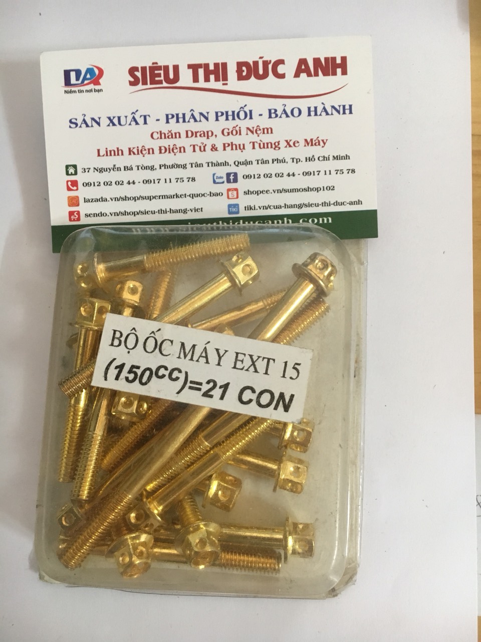 Bộ Ốc Kiểu Xi Mạ Vàng Cho Lốc Dream, Wave, EXT 150 ( 21 con )