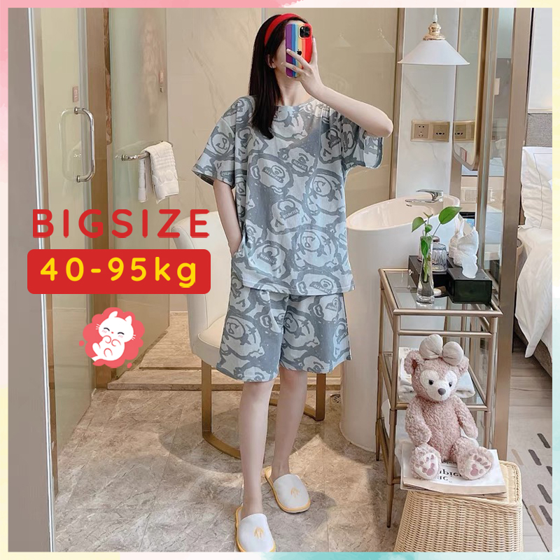 Đồ bộ bigsize nữ đồ mặc nhà unisex oversize thun mềm co giãn 40-98kg