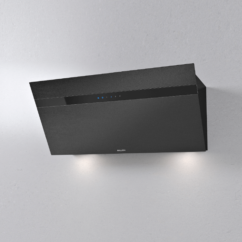 Máy hút mùi Malloca VITA V-15 GRES - Kính vát 90cm, Ceramic màu đen, Công suất 700m³/h