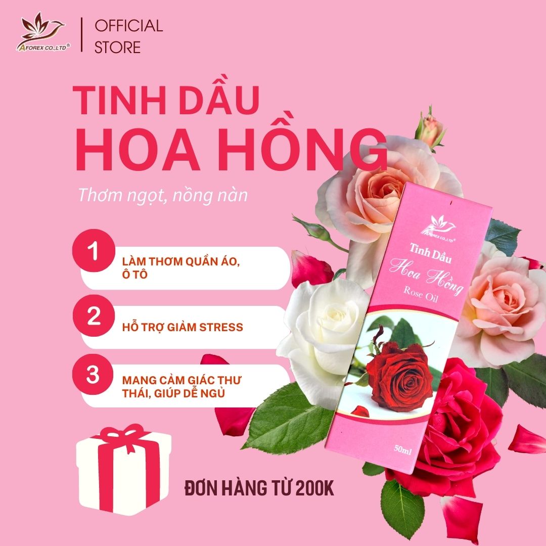 Tinh dầu Aforex Hoa Hồng 10ml, 50ml làm thơm phòng