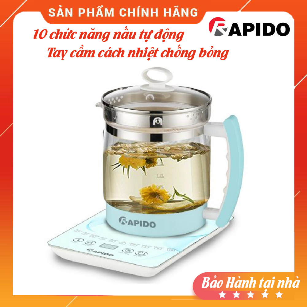 Ấm điện đa năng rapido rmk0818-s nấu tự động – màn hình led – tay cầm cách nhiệt – thiết kế cao cấp