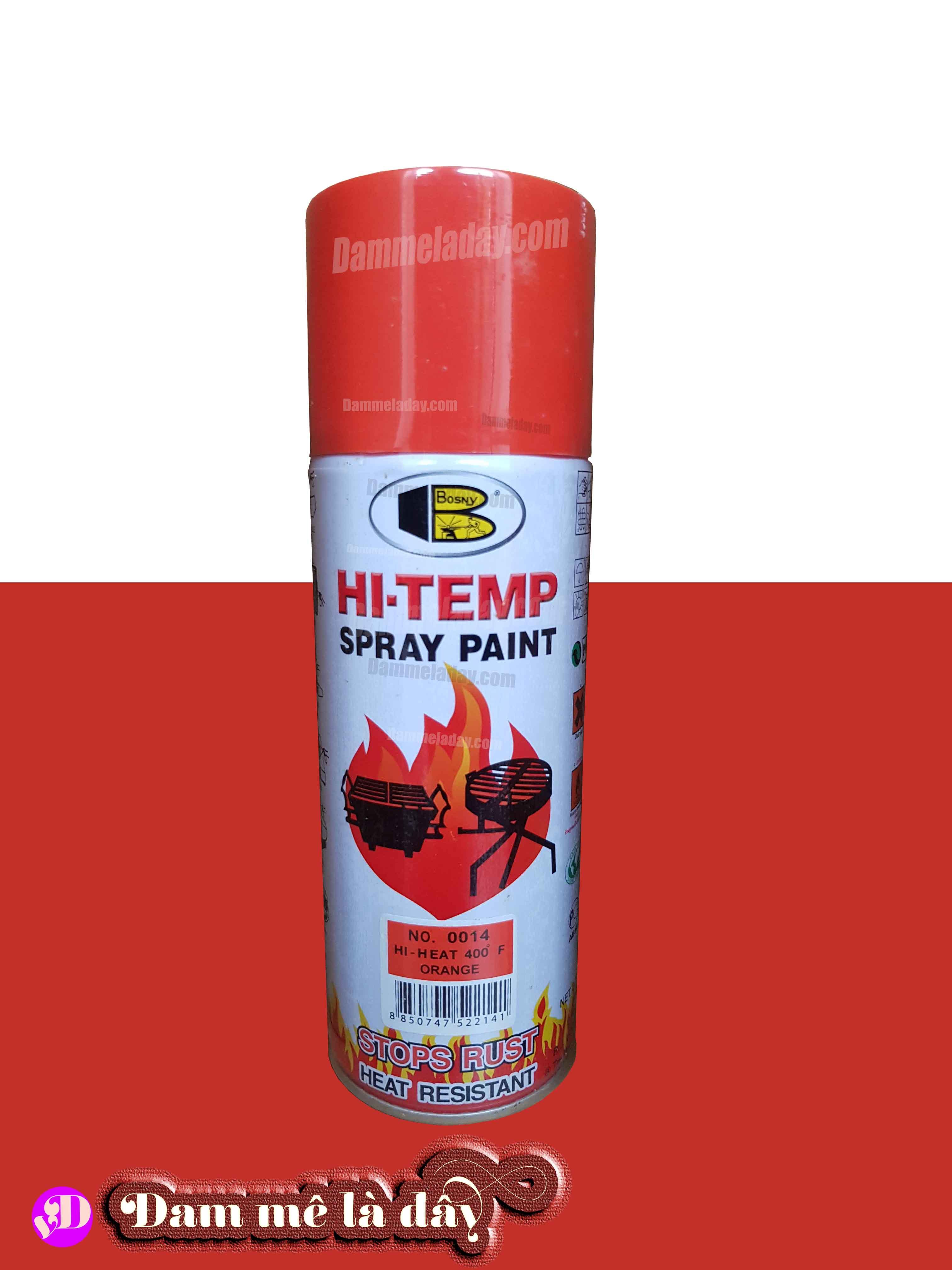 HCMSơn chống cháy-Sơn chịu nhiệt độ cao HI TEMP 200 C Bosny màu Cam