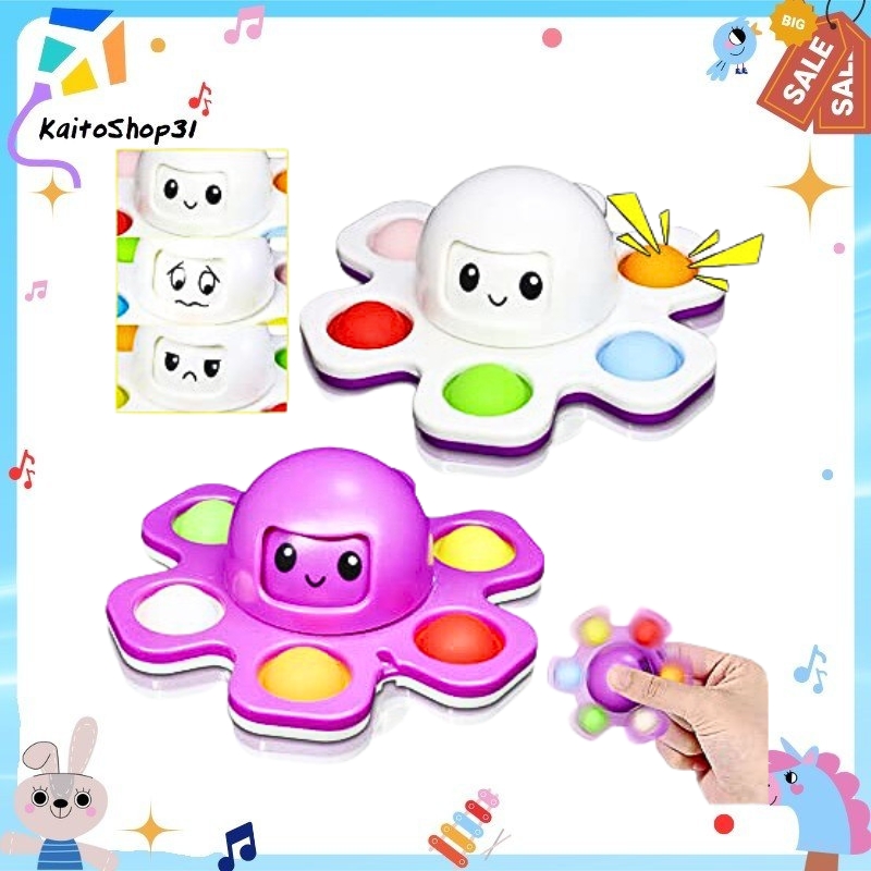 Đồ chơi con quay pop it spinner hình bạch tuộc cảm xúc bằng silicon
