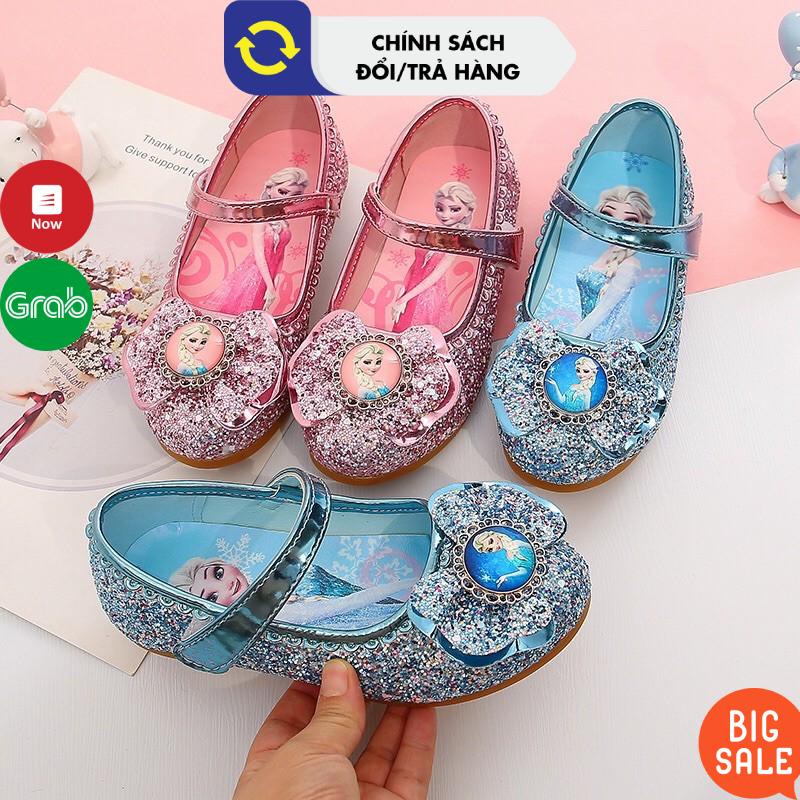 Giày búp bê cho bé gái Búp bê trẻ em in họa tiết công chúa ELSA đính kim tuyến đẹp size 25-36 Giầy búp bê nữ