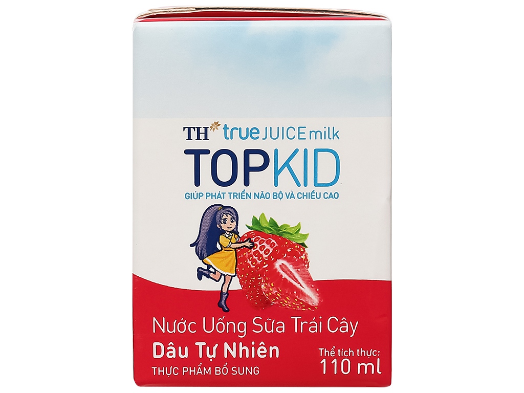 Sữa trái cây TH True Juice Milk Topkid hương dâu 110ml - Thùng 48 hộp