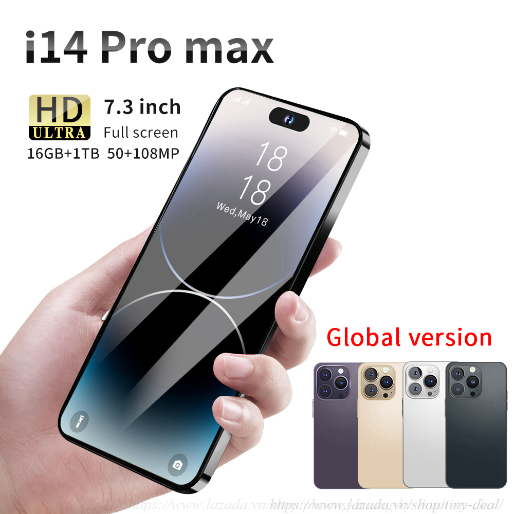 I14 Pro max CPU Siêu Điện thoại phổ thông Bộ nhớ 16+512GB Điện thoại di động Sạc nhanh điện thoại giá siêu rẻ Camera 64+48MP đien thoại giá rẻ nhất