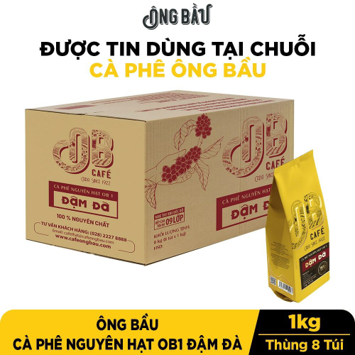 Thùng 8 Túi Ông Bầu Cà Phê Nguyên Hạt Đậm Đà OB1 - 1 KG