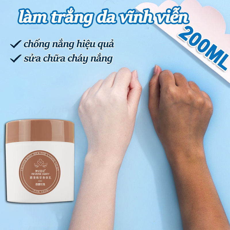 Kem boby trắng da 200ML kem dưỡng trắng da body, niacinamide dưỡng ẩm làm trắng da, cho làn da mịn màng, giúp làm trắng da body cấp tốc, kem ủ trắng da toàn thân