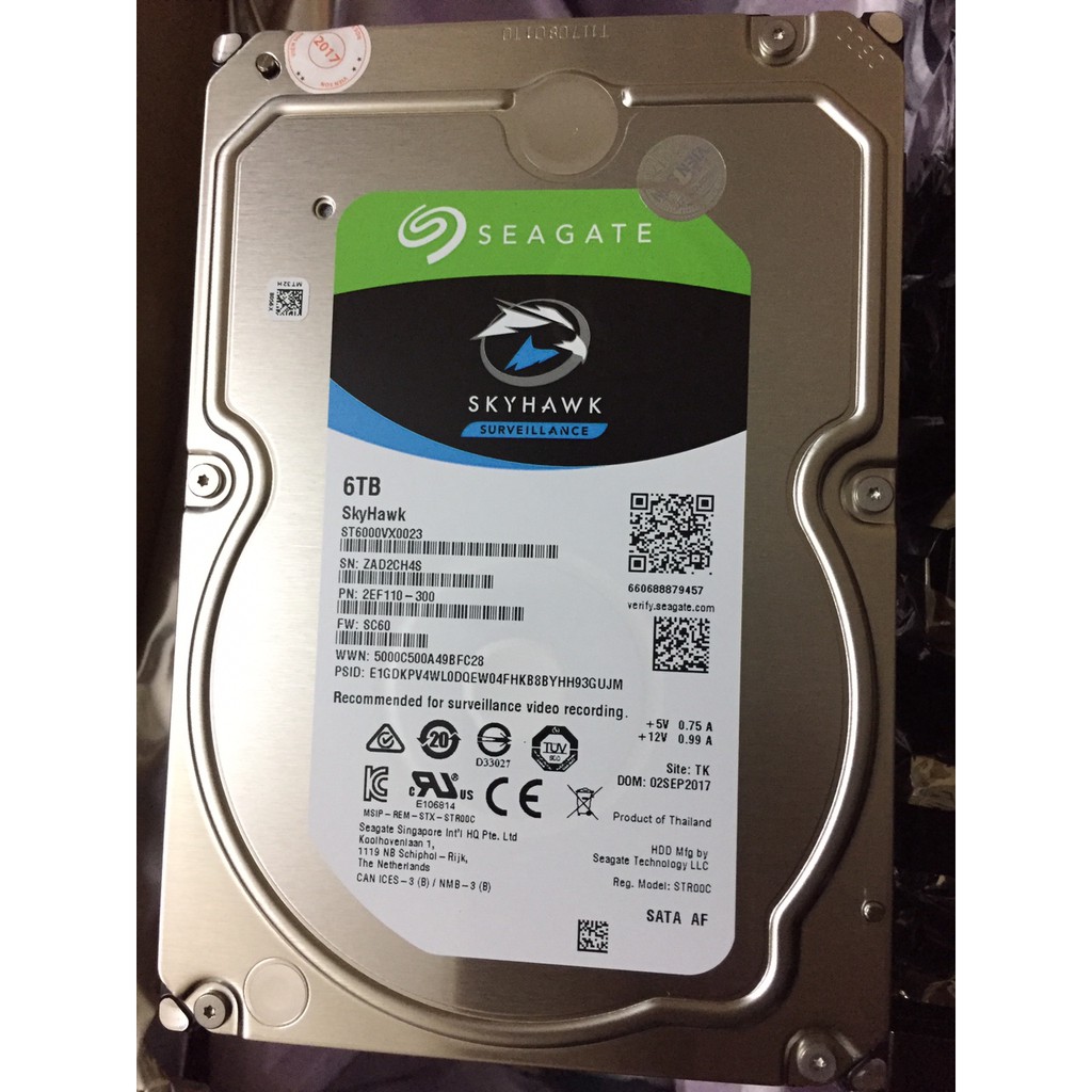 [Trả góp 0%]HDD Seagate 3.5" cho camera SkyHawk 6TB  chính hãng