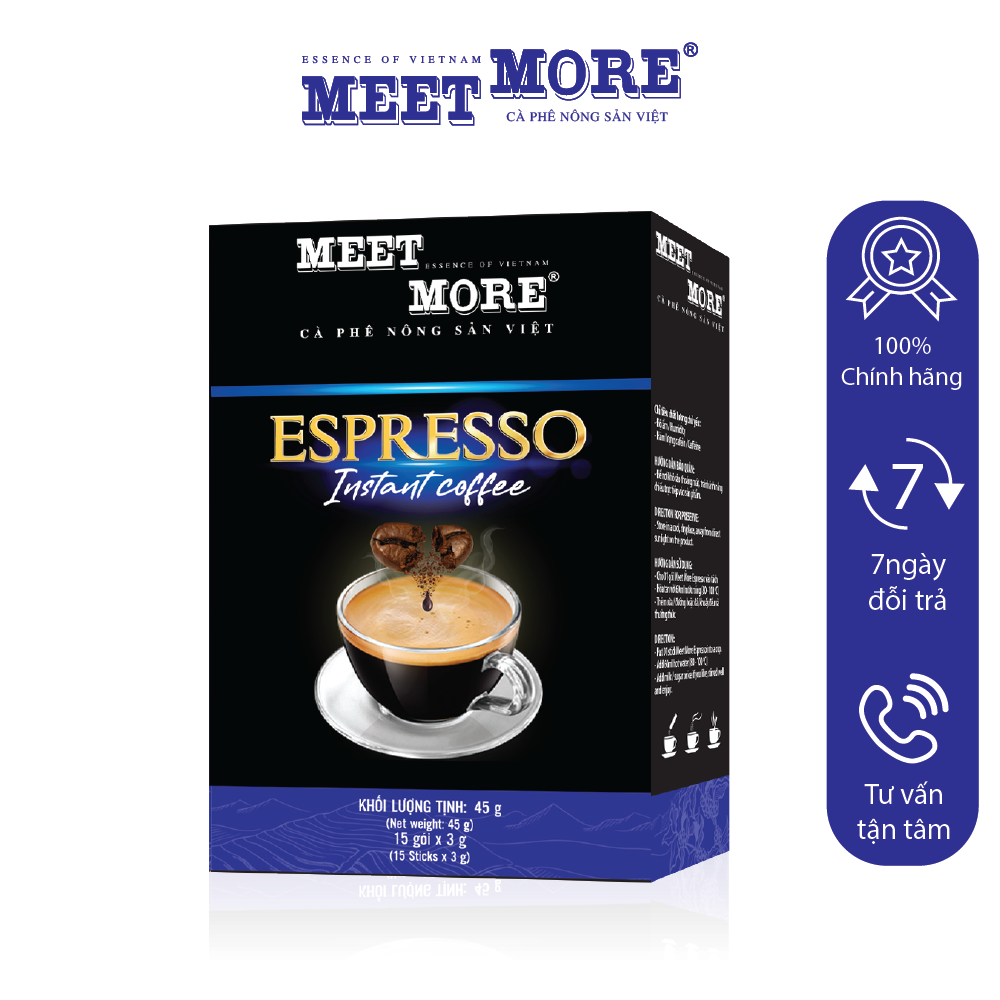 Cà phê hòa tan Espresso Meet More Hộp 15 gói 3 gram