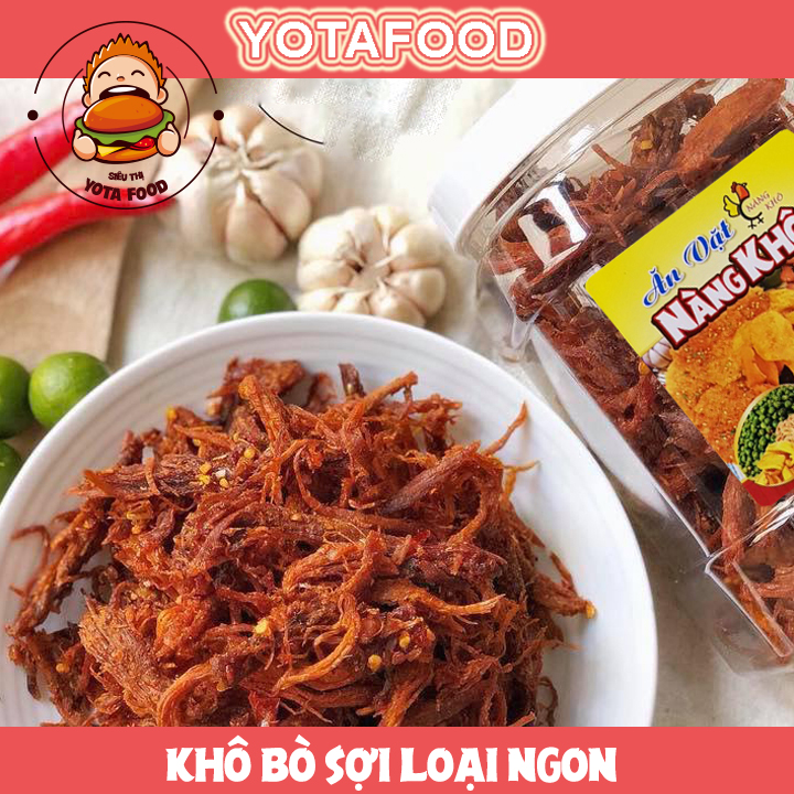Khô bò sợi thơm ngon đậm vị - 500Gr | Đồ ăn vặt Yotafood