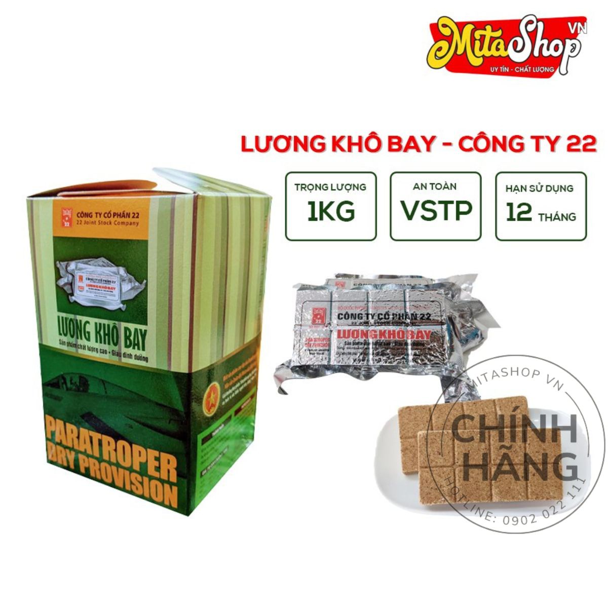 Lương khô bay, hộp 1 kg, lương khô quân đội