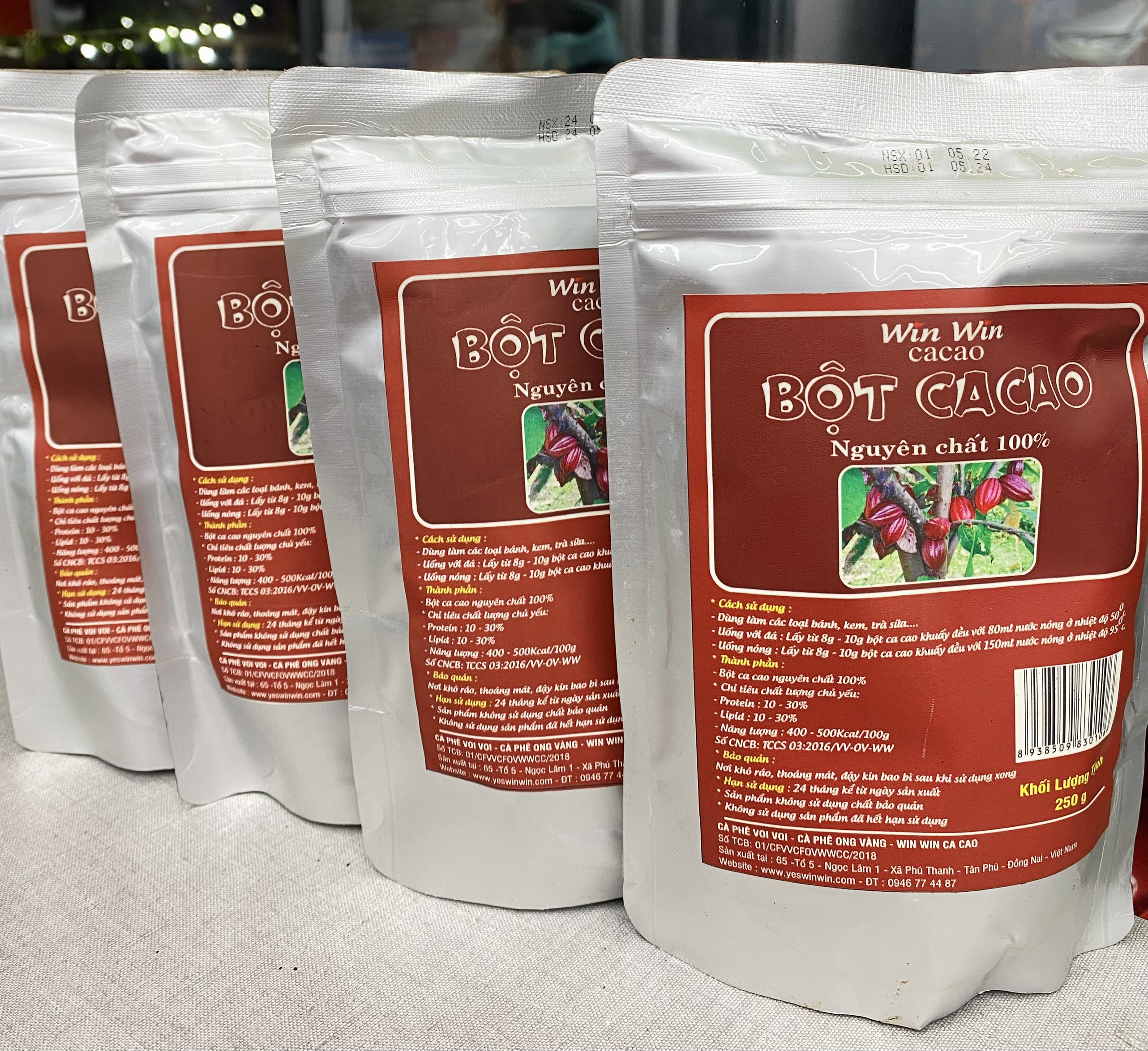 Bột ca cao nguyên chất 100% - cacao yes win win 250gr