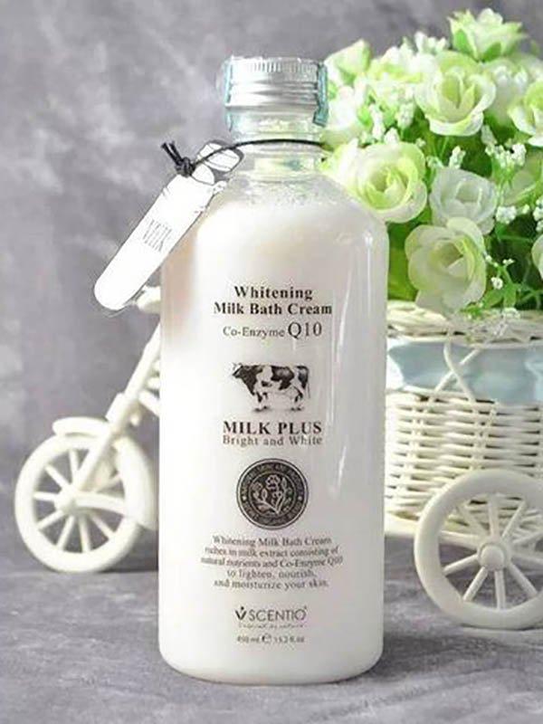 Chai sữa tắm trắng da milk plus whitening q10 bath cream - 450ml