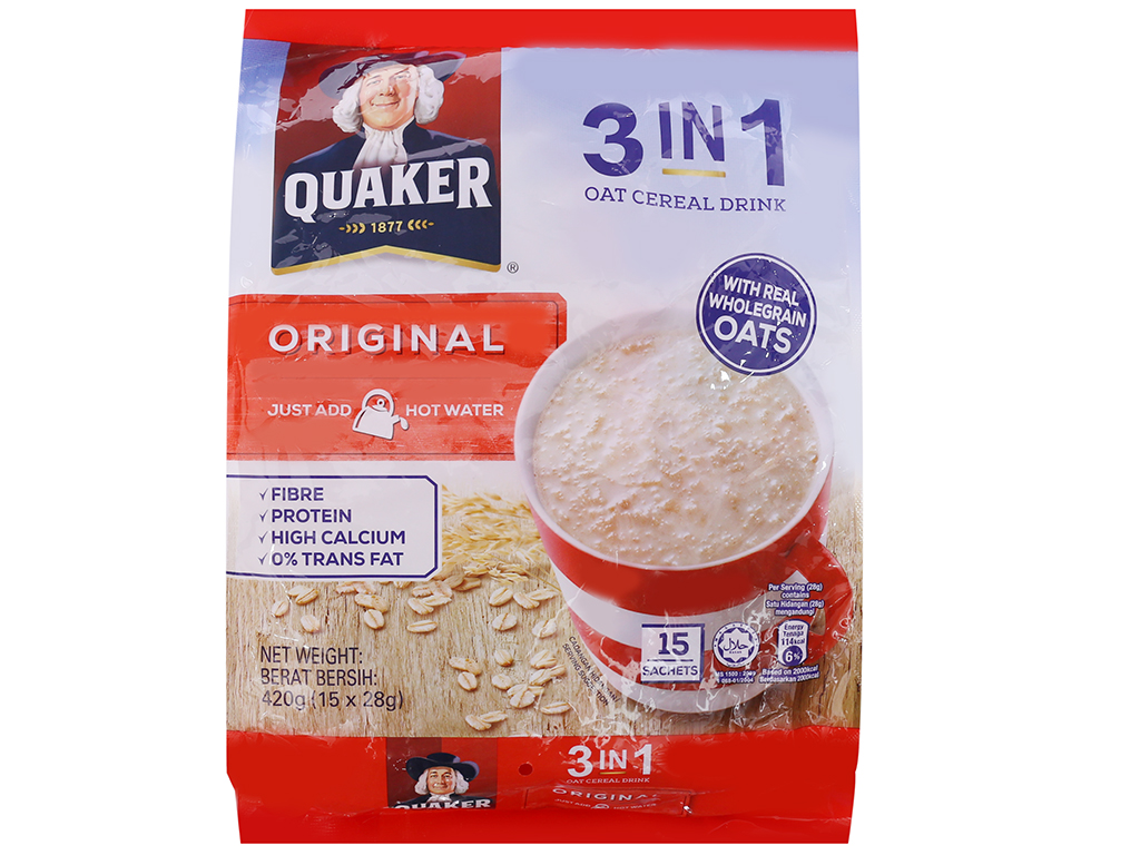 Thức uống yến mạch Quaker 3IN1 vị truyền thống (Túi 15 gói)