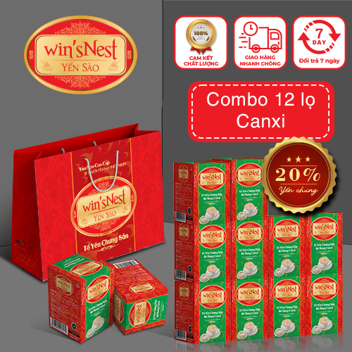 Combo 12 Lọ lẻ Yến Sào win'sNest Tổ Yến Chưng Sẵn Bổ Sung Canxi 20% (70 ml/ lọ)