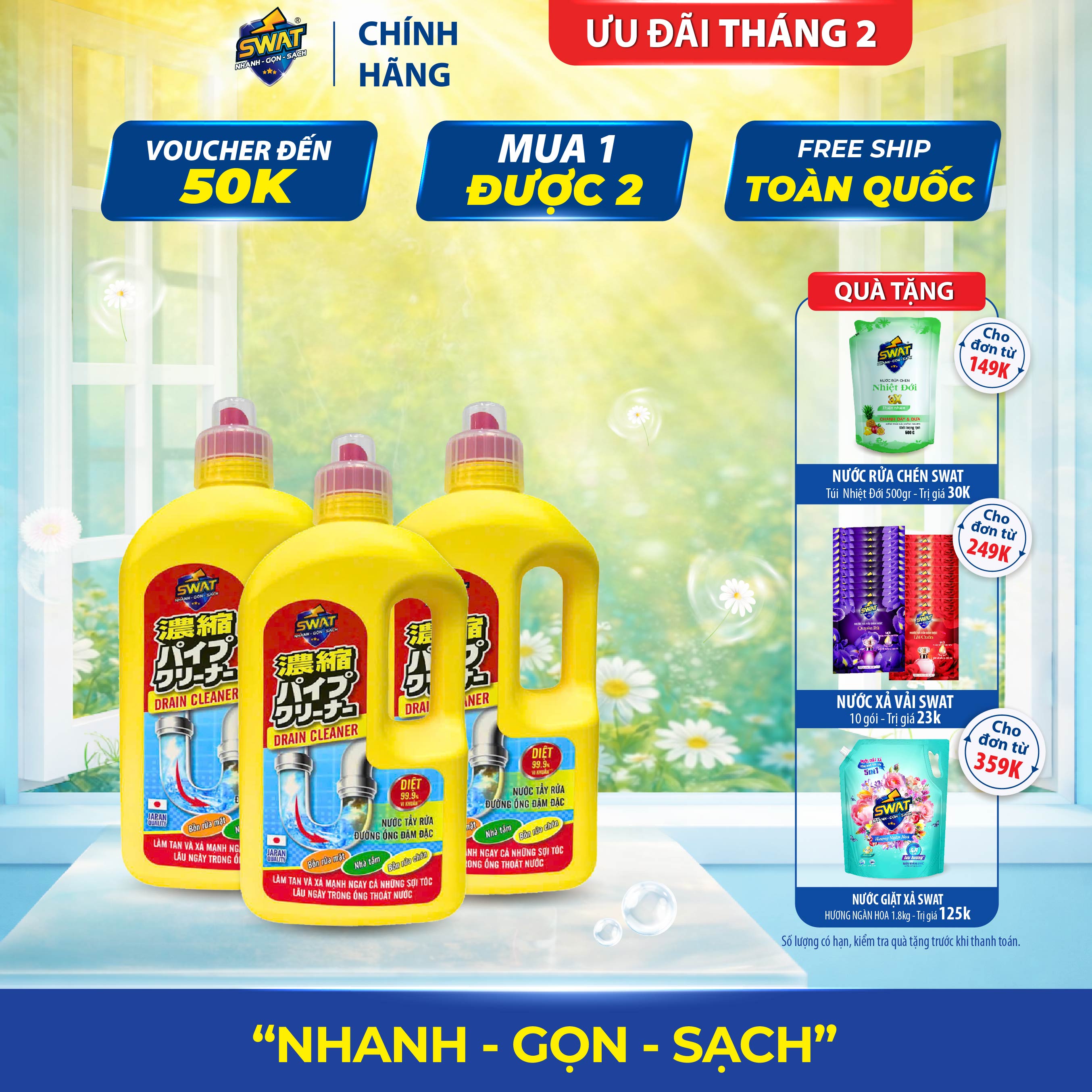 Combo 3 Chai thông đường ống 880ml (6 lần sử dụng)