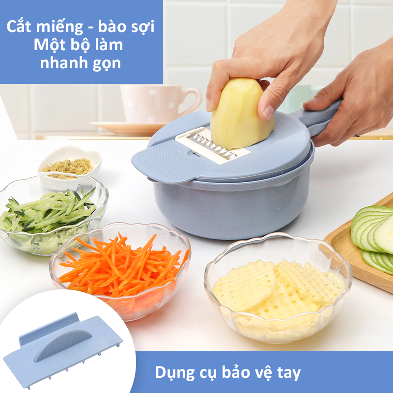Bộ nạo rau củ quả đa năng kèm rổ và chậu rửa lúa mạch cao cấp