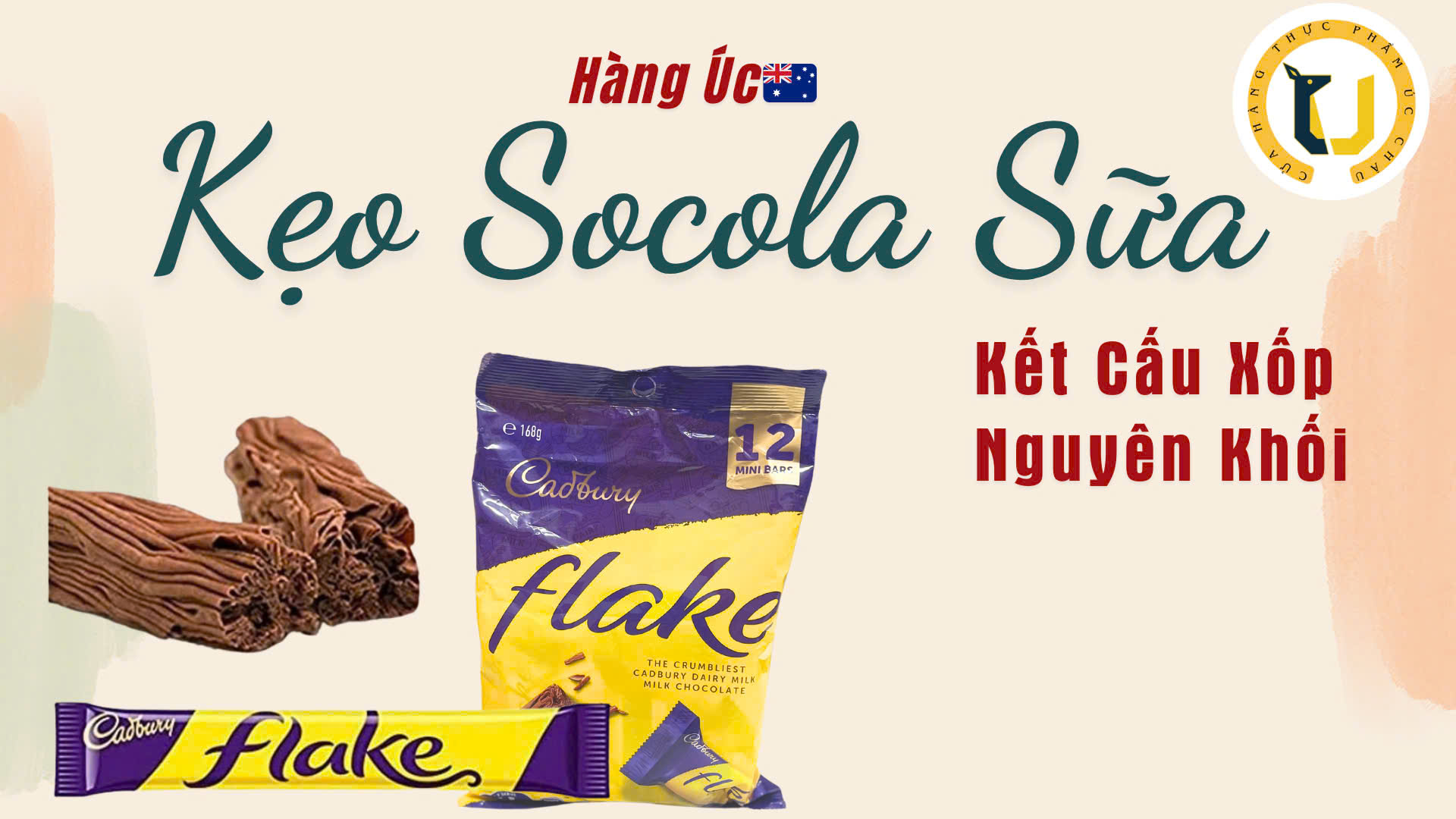 (Australia) Cadbury Flake milk chocolate sponge candy individual 12 bars package