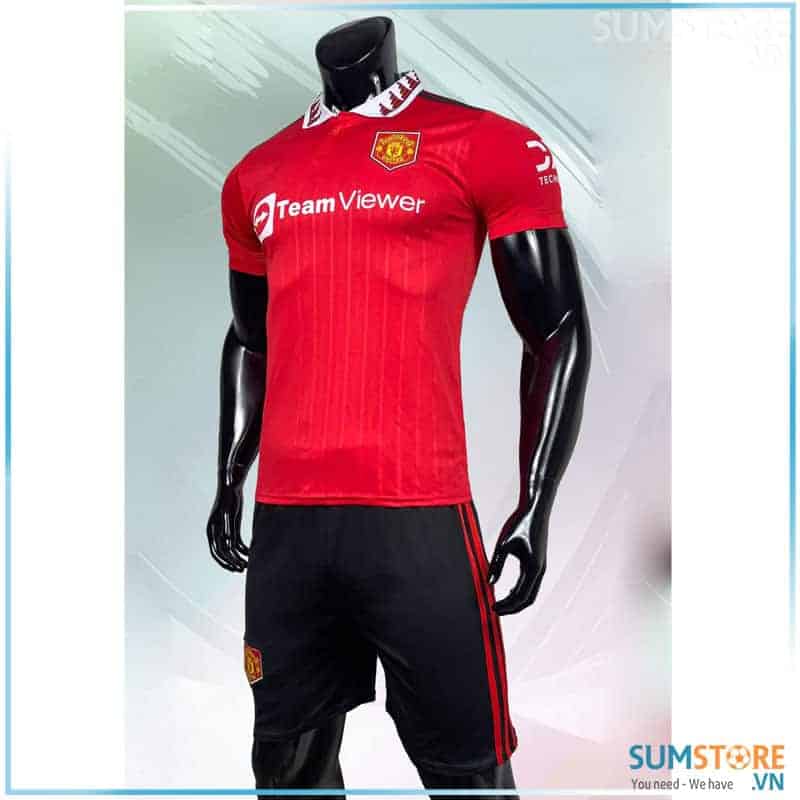 Áo Đá Banh CLB MU Đỏ Cổ Trắng 2022 - Đồ Thể Thao Đá Bóng Nam Nữ Cao Cấp