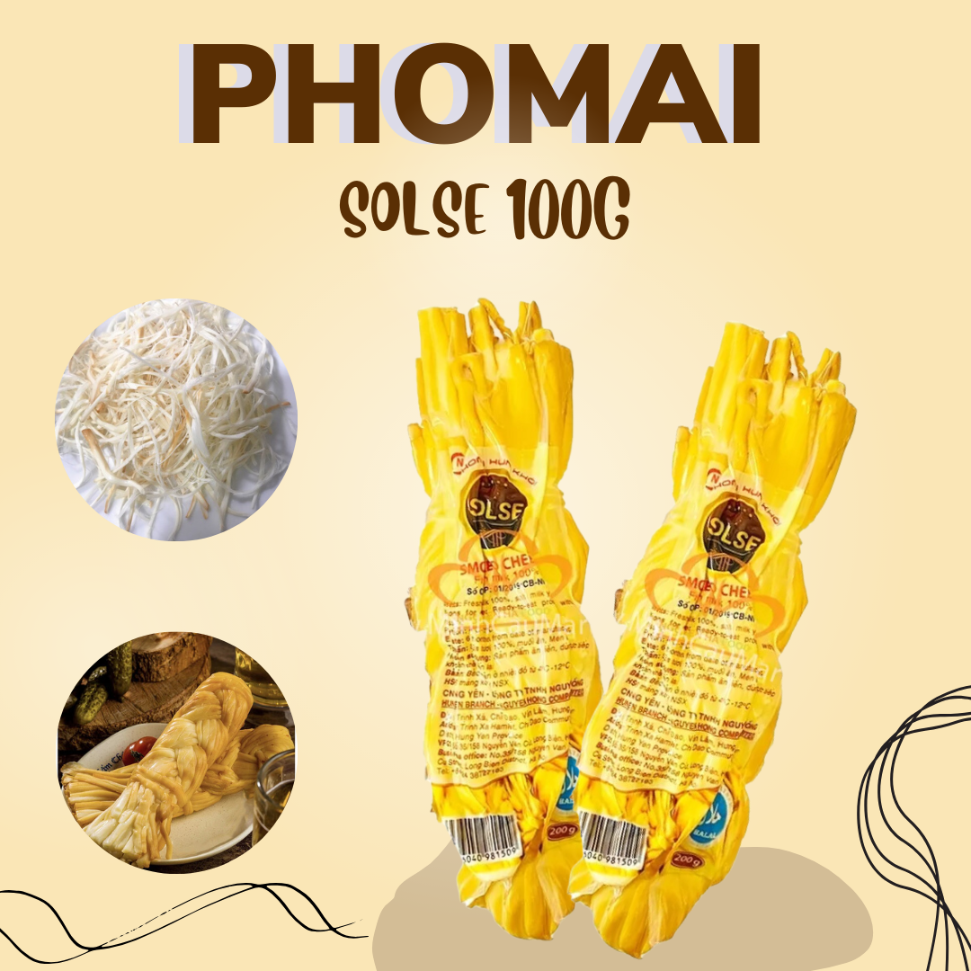 Phô mai dây hun khói, phô mai sợi hun khói Solse 100g