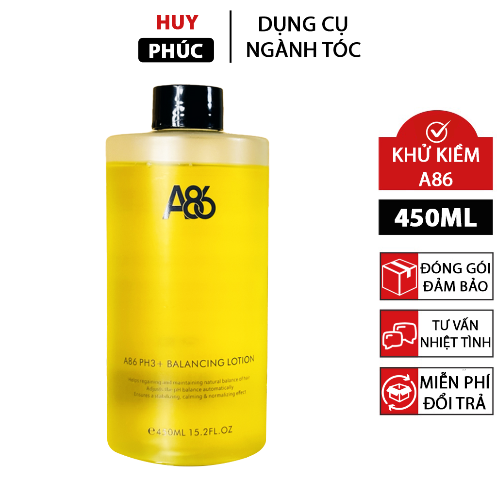 Khử kiềm A86 PH3+ 450ml cân bằng pH, hàn gắn liên kết tóc pha với kem uốn nhuộm Dụng cụ tóc Huy Phúc