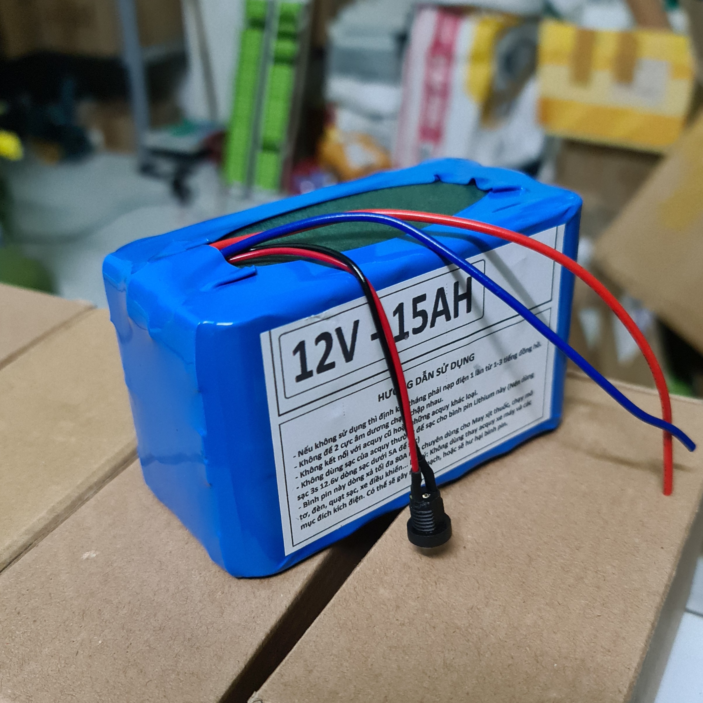 Bình acquy pin 12.6V-15.000MAH (15AH) 60A MAX. Khối pin 3S được đóng từ 18 cell pin 18650 Pana sonic+ Mạch bảo vệ cân bằng 3S 12.6V Sịn chính hãng CF - Điện tử hồng uyên