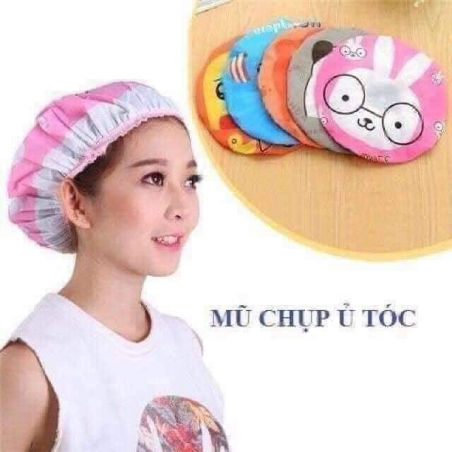 Mũ chùm đầu ủ tóc hoạt hình kute siêu tiện lợi
