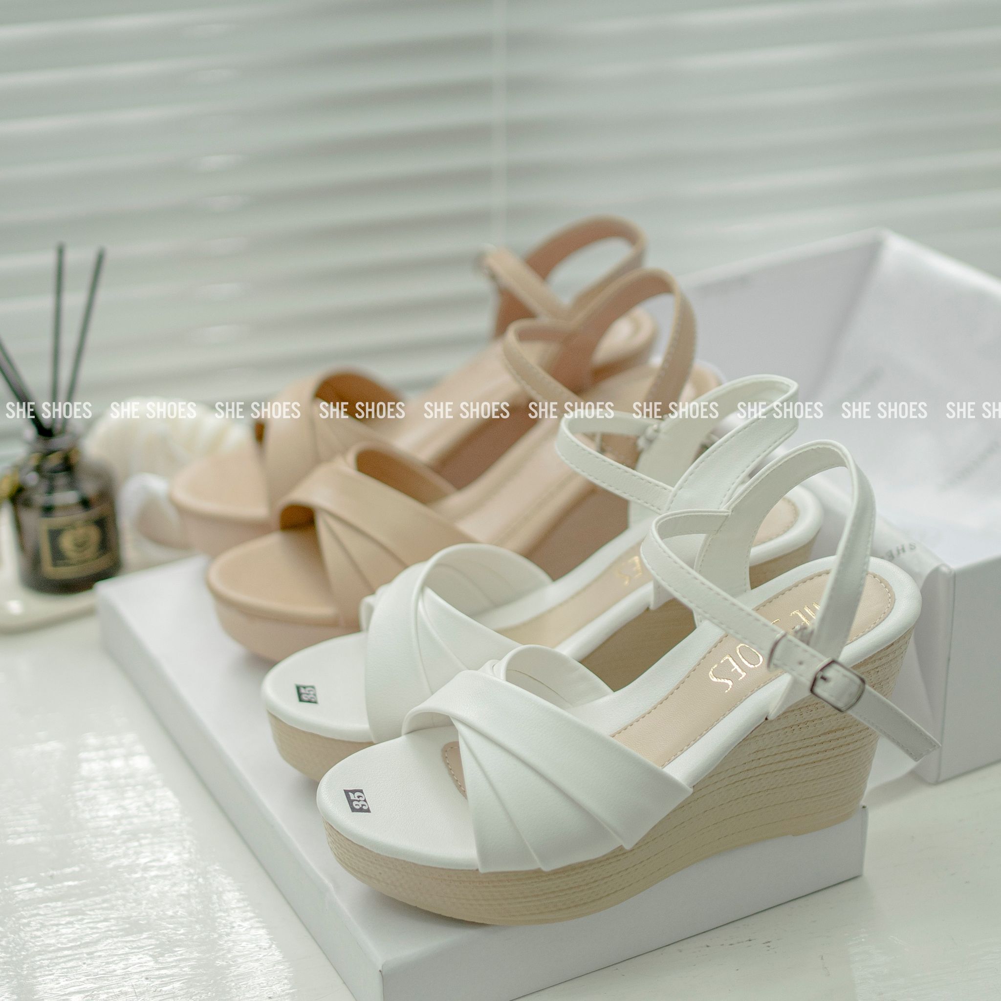 Giày sandal đế xuồng ♥️ sandal quai ngang 9p siêu xinh, độc quyền bởi SHE SHOES - SDX09055