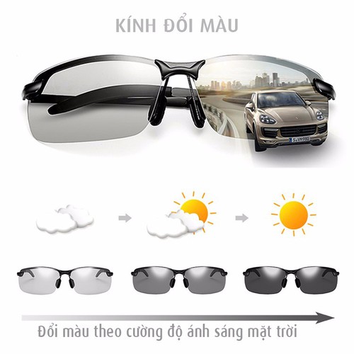 Kính Nam, kính đổi màu đi ngày và đêm Mắt kính polarized phân cực, gọng Nhôm magie siêu nhẹ chống tia UV - A3043