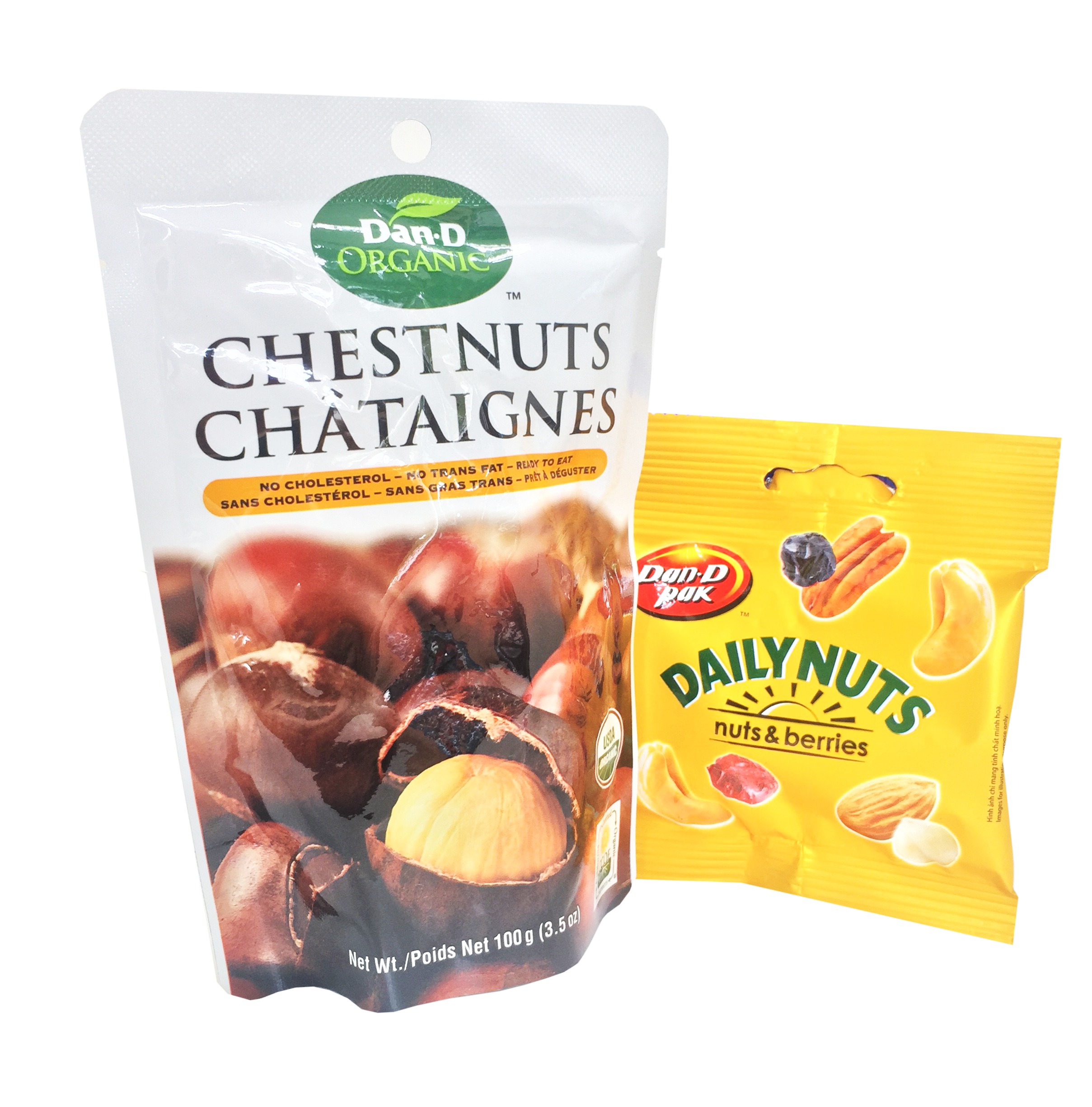 COMBO HẠT DẺ TÁCH VỎ ORGANIC VÀ 1 GÓI DAILY NUTS  DAN D PAK KHÔNG CHẤT BẢO QUẢN, NGUYÊN LIỆU HỮU CƠ 100%