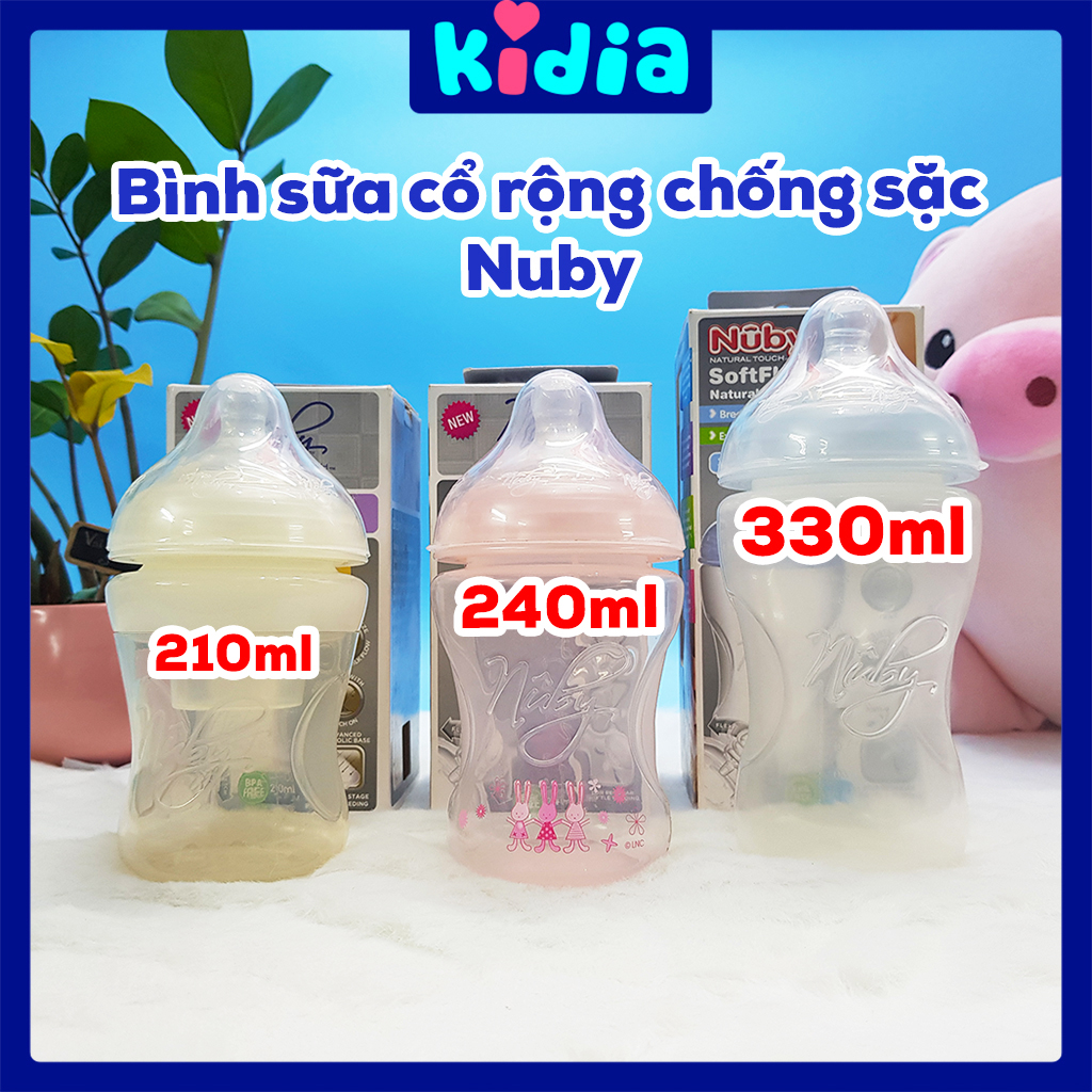 Bình sữa cổ rộng Nuby chống sặc cho bé - Kidia