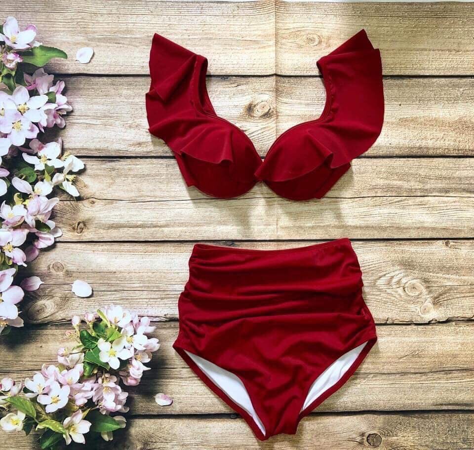 Bikini 2 Mảnh Cánh Tiên, Cap Cao Cực Sexy, Áo Tắm Phối Bèo Đi Biển Nâng Ngực SAVVY