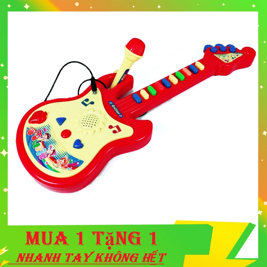 Đồ chơi đàn ghita bimbimkay kèm mic cho bé tập làm ca sĩ, rèn luyện khả năng âm nhạc