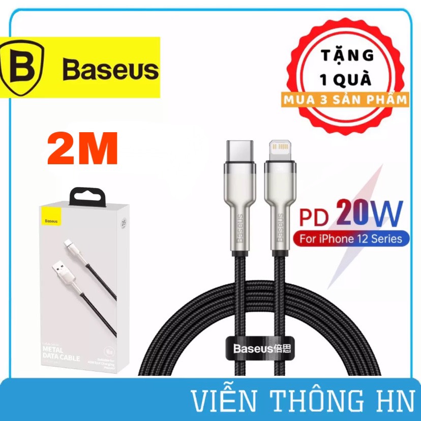 Dây sạc nhanh iphone type c to lightning pd 20w Baseus Cafule Series Metal dài 1m 2m - cáp sạc bọc dù cao cấpcho ip hỗ trợ truyền dữ liệu 480Mbps