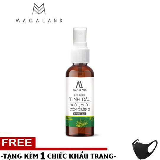 (Mua 1 Tặng 1 Khẩu trang) Xịt phòng tinh dầu đuổi muỗi và côn trùng Hương Hoa 50ml MACALAND khử mùi thư giãn với hương tinh dầu Ngọc Lan Tây